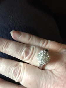 Park Lane Jewelry Pave Ring Size-9 Clear CZs, Silvertone Encrusted Ball - Picture 1 of 4