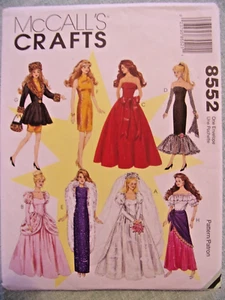 McCalls Craft 8552 11 1/2" Puppe Barbie Kleidung Kleid Muster UNGESCHNITTEN - Bild 1 von 3