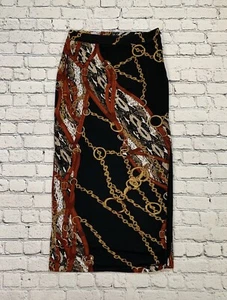 Carmen Marc Valvo Collection Long Skirt Size 10 - Black w/Equestrian Print - Picture 1 of 20