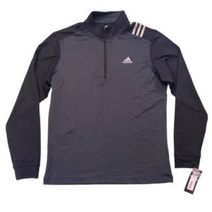 Felpa uomo Adidas 3 righe 1/4 zip nera golf pile taglia media - Foto 1 di 7