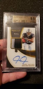 JOSH JACOBS RC 2019 IMMACULATE ROOKIE JERSEY PATCH AUTO #93/99 BGS 9.5 GEM MINT