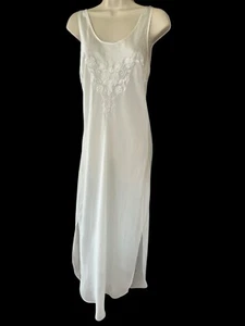 Abito lungo Cinema Etoile lingerie M bianco ricamo perle raso chiffon spalline - Foto 1 di 5