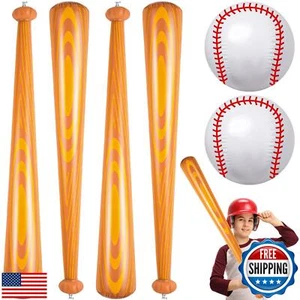 ZHBDMGK Inflatable Baseball Bat and Ball for Kids, 6Pcs Jumbo Baseball Beach - Picture 1 of 5