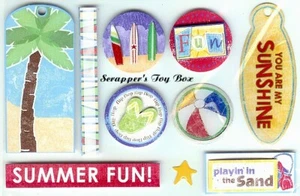 SUMMER FOAM STICKERS Beach Ball Palm Tree Surf Card Making Stamping Scrapbooking - Picture 1 of 1