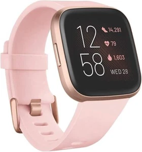Fitbit Versa 2 Smartwatch, Petal/Copper Rose Aluminum (Small +Large Size Bands) - Picture 1 of 9