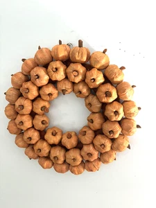 Pottery Barn Faux Orange Pumpkin Door 19” Wreath Fall -Thanksgiving Decor-New - Picture 1 of 13