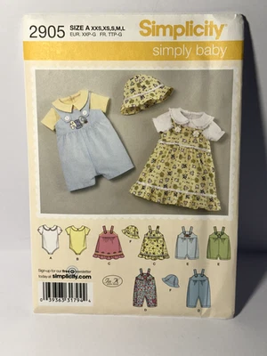 Simplicity 2905 Babies' Romper, and Jumper Sewing Pattern Uncut SZ XXS-L   - Image 1 of 2