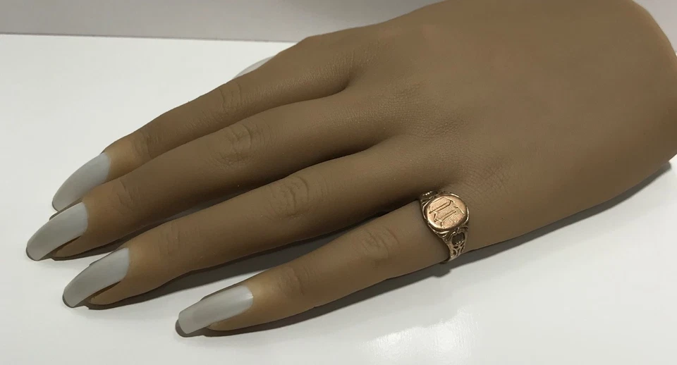 Vintage 10K Solid Gold Signet Ring, Estate Initials, 2 Tone Gold Size 5.25 - Image 1 of 4