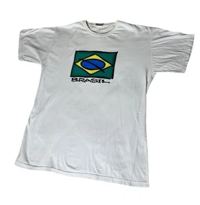 Brasilien Flagge Grafik T-Shirt Größe Medium weiß Kurzarm Brasil patriotisch Tee - Bild 1 von 13