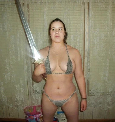 Girl Clothing Viking Aluminum Chainmail Bra + Pantie Sexy Style sexy bikini set - Image 1 of 4