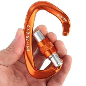25KN Heavy Duty Locking Rock Climbing Carabiner Clip Aluminum D Ring Hook Buckle - Picture 1 of 24