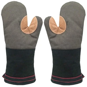 AYADA Oven Gloves Long Thick Large Oven Mitts Mits Cotton Leather Soft for Ki... - Picture 1 of 7
