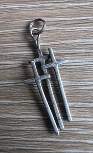 Vintage Sterlingsilber religiös dreifach Kreuz Halskette Anhänger Charm D2 - Bild 1 von 13