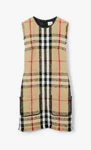 Authentic NEW BURBERRY Women's Beige MACY House Check Boucle Dress 4 US Small - Picture 1 of 13