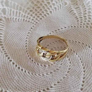 Damenring 14 Karat 585er Gold Gelbgold Weißgold, vermutl. mit Zirkonia - Bild 1 von 11