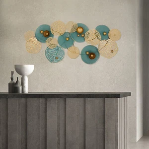 Modern Large Lotus Leaf Metal Wall Decor Gold Metal Wall Art for Living Room - Picture 1 of 16