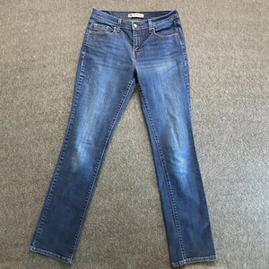 Levis Jeans Womens Size 6 Long 28x34 Dark Blue 505 Straight Flap Pockets (30x33) - Picture 1 of 11