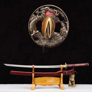 1095 High Carbon Steel Japanese Samurai Katana Sword Battle Ready Real Sharp Red - Picture 1 of 10
