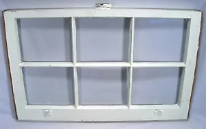 ANTIQUE 6 PANEL RECTANGULAR WOOD WINDOW DISTRESSED DECORATOR WALL ART PAIR SET - Picture 1 of 7