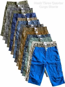 Men’s 3/4 GAP CARGO Summer Casual Cotton Combat 7 Pocket Shorts Pants Trouser - Picture 1 of 21