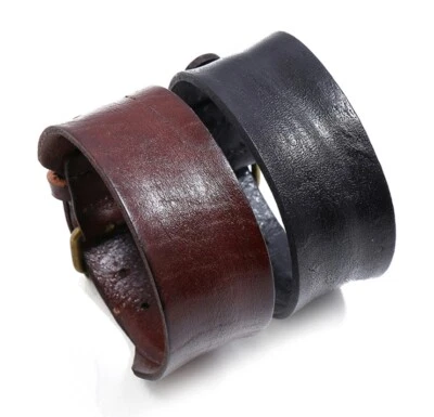 MEN/ Women Cowboy Vintage Curved Genuine Leather Wristband Bracelet 7.3-9" - Image 1 of 4