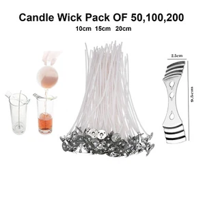 Long Tabbed Cotton Pre Waxed Candle Wicks Sustainer For Candle Making Craft UK - Picture 1 of 12