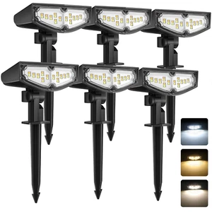 Solar Power Spotlight 24 LED Outdoor Garden Pathway Lawn Landscape Security Lamp - Picture 1 of 11