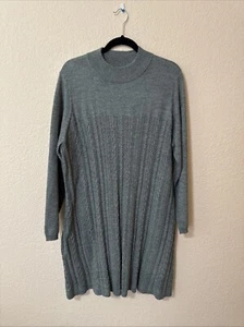 Modcloth Knit Sweater Dress 1X Gray Cable Knit Stretch Mock Neck Career Casual - Picture 1 of 12