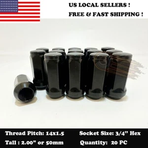 20PC 14X1.5 BLACK 2.0" BULGE ACORN CLOSED END REPLACEMENT LUG NUT(Fits: Honda) - Picture 1 of 5