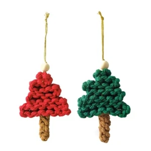 Boho Christmas Tree Hanging Ornaments Handmade Woven Tree Finished Macrame - Picture 1 of 10
