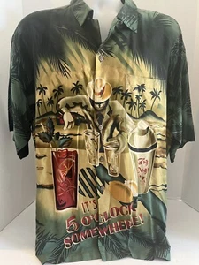 BIG DOGS VTG "It's 5 O'Clock Somewhere" Bartender Button-Up Shirt Mens SZ Large - Picture 1 of 12