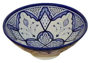 Moroccan Ceramic Bowl Serving Salad Pasta Soup Fruit Rice Dish Hanging Small 8" - Picture 1 of 4
