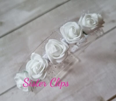 SISTER CLIPS Girls Handmade pretty white flower alice hair band bridesmaid communion summer