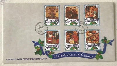Guernsey QEII 1997 Teddy Bear’s Christmas GPO FDC Teddy SHS Unaddressed  - Image 1 of 3