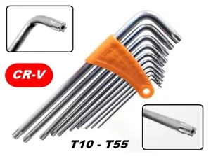 SET DI CHIAVI TORX LUNGHE AD ELLE CON FORO SET 10 PEZZI T10 -T55 CHROME VANADIUM - Foto 1 di 2