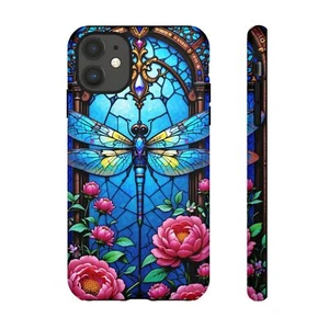 Blue Tough Case Dragonfly Pink  Stained Glass iphone 16 15 14 13 S24 S23 S22 - Picture 1 of 235