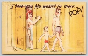 I Tole You Ma Wasn't in There Pop Man Woman Boy Dressing Room Comic Postcard - Picture 1 of 2