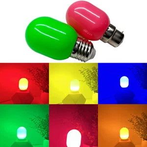Multicolor LED Oval Light Bulb B22 E27 Blue Red Green Pink White Orange Purple - Picture 1 of 22