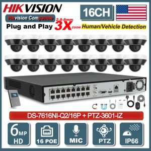 Hikvision 16CH 6MP 3X Zoom PTZ CCTV System kit 16POE 4K NVR IR30m Mic Camera lot - Picture 1 of 28