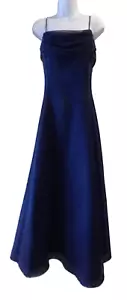 MICHAELANGELO NAVY BLUE SATIN FORMAL PROM BALL PARTY WEDDING DRESS SIZE 14 - Picture 1 of 5