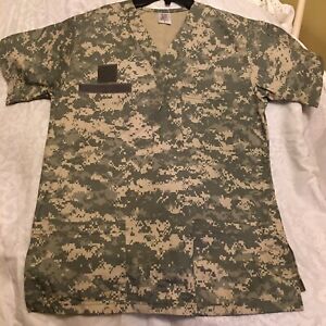 Nurse Joe Digital Camo ACU Scrub Top Size Small V Neck Camouflage Uniform Shirt