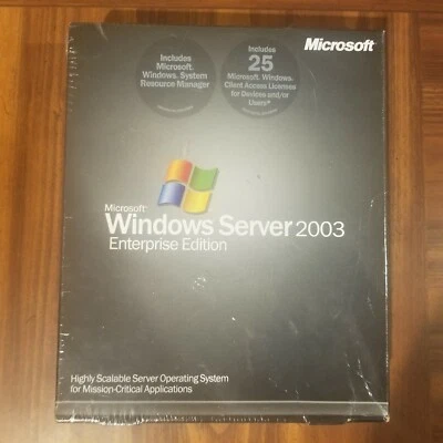 NEW SEALED Microsoft Windows Server 2003 Enterprise x86 25 CAL RETAIL P72-00001  - Image 1 of 3