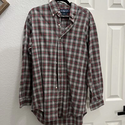 Camisa Ralph Lauren a cuadros con botones de cuello rojo y verde. Talla Hombre Mediana Foto 1 de 4