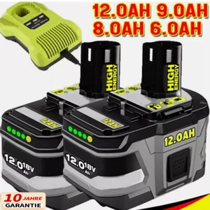 2 Stück 18V 12.0Ah Akku +Ladegerät für RYOBI Plus Lithium RB18L50 P108 P104 P109 - Picture 1 of 28