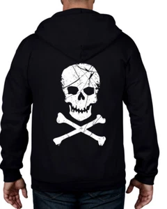 SKULL & CROSSBONES FULL ZIP HOODIE - Got Punk Emo Halloween Skeleton T-Shirt - Picture 1 of 1