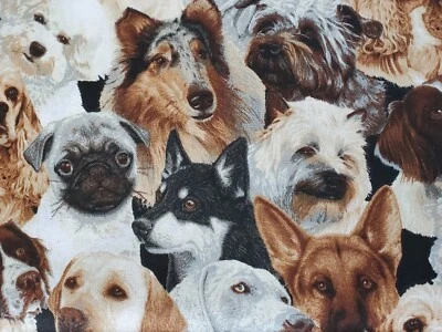 Robert May For Cranston VIP Caras de Perro Tela Marrón 100% Algodón NUEVO 1 pieza 44"x13" Foto 1 de 3