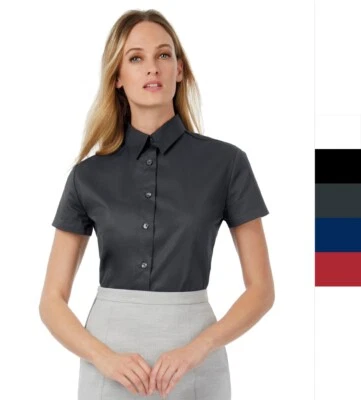 B&C Damen Bluse tailliert 100% Baumwolle Easy Care Twill Sharp SSL SWT84 NEW - Bild 1 von 2