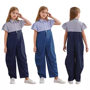 Kids Girls Denim Jumpsuits Daily Life Full Length Jeans Overall Weekend Cute - Picture 1 of 20