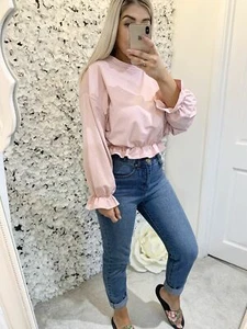 Pink Ruffle Crewneck Top - Picture 1 of 10