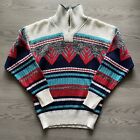 Men's Vintage 90's White Stag Pullover Collared Ski Sweater Teal Red Cream Sz S
